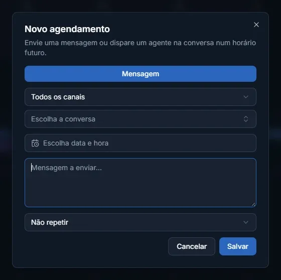Tela: Agendar mensagem