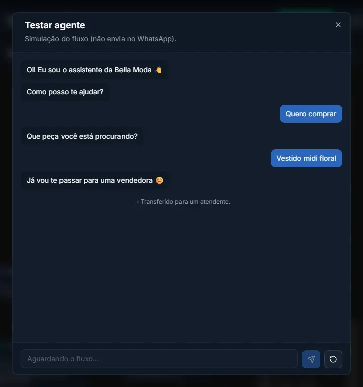 Tela: Testar e publicar