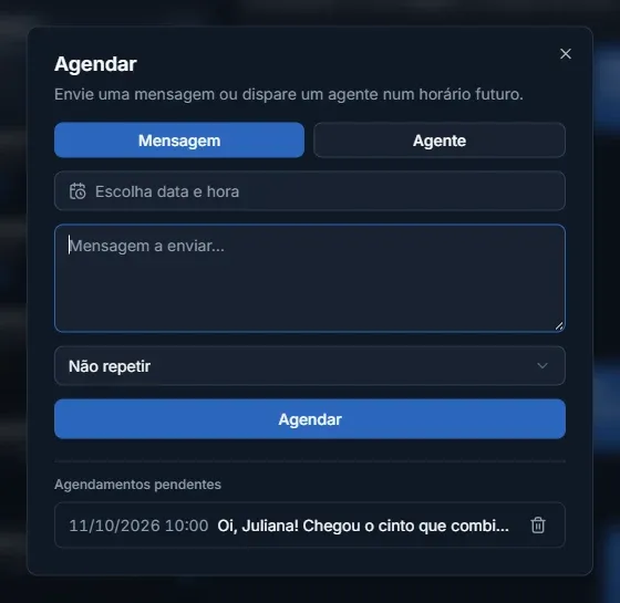 Tela: Agendar uma mensagem