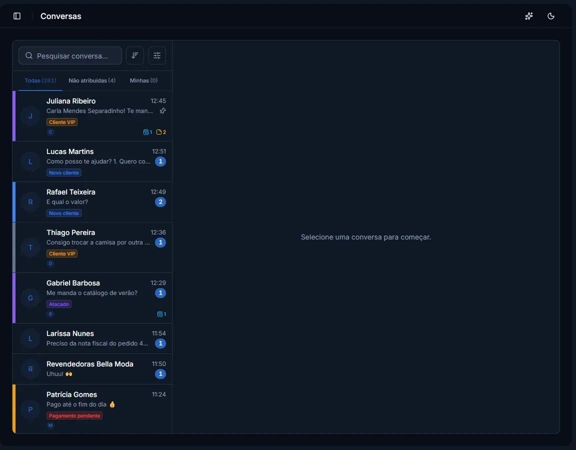Tela: A lista de conversas